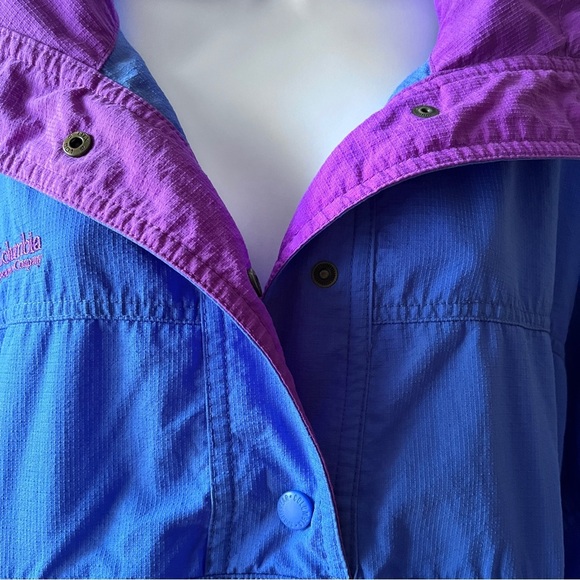 Vintage 90s Columbia Women’s Pullover Windbreaker Blue Athletic Jacket Size L - Picture 9 of 14